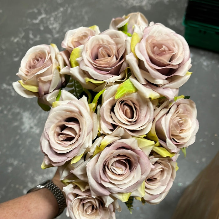 12 Head Rose Bush x 36cm - Porcelain Lilac