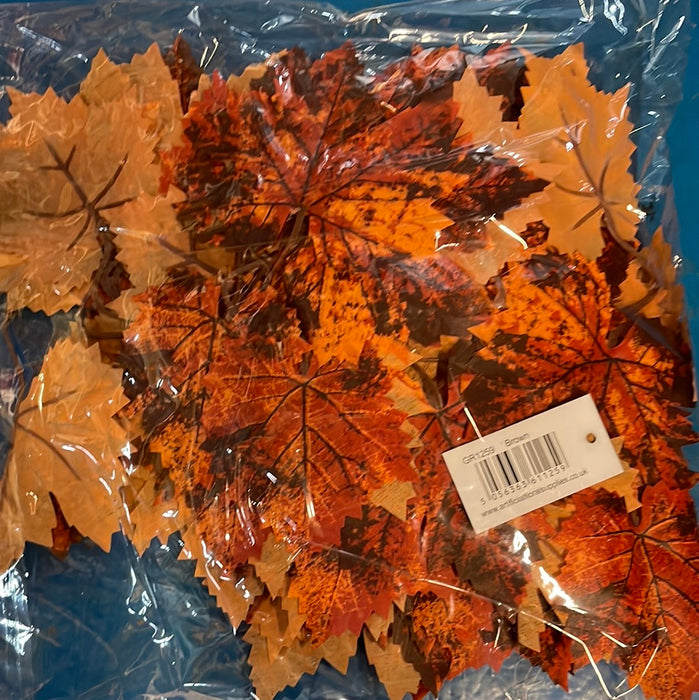 50 Pieces Per Bag Autumn Maple Leaves - Brown & Orange