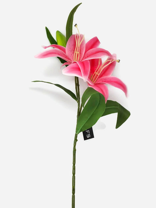 2 Head Real Touch Lily Stem x 64cm Tall - Pink — Artificial Floral
