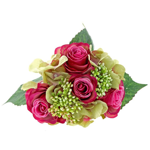 Rose & Hydrangea Bunch - Cerise & Green Mix RH0119