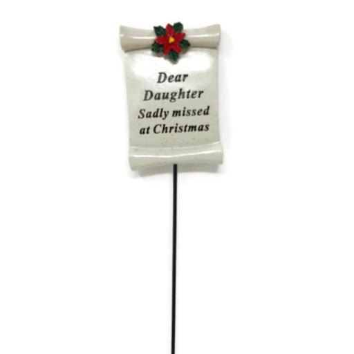 Christmas Scroll Poinsettia Memorial Stick - Daughter