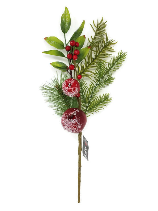 Artificial Christmas Picks Assorted Red Berry Picks, Stems Faux Pine Picks Spray with Pinecones Apples Holly Leaves - for Christmas Floral Arrangement