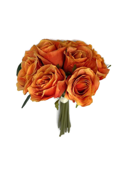 10 Stem Orange Rose Bundle x 28cm